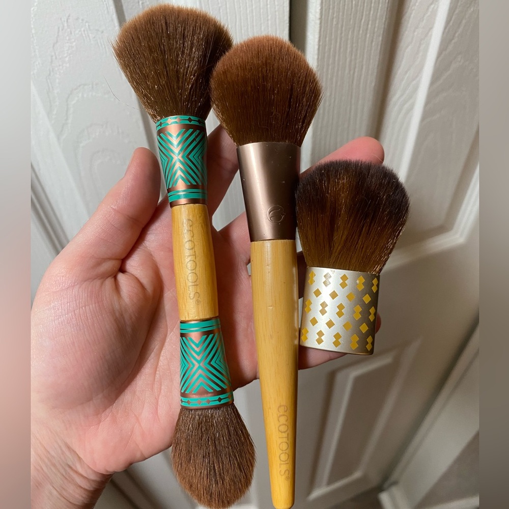 EcoTools foundation/blush face makeup brushes EUC